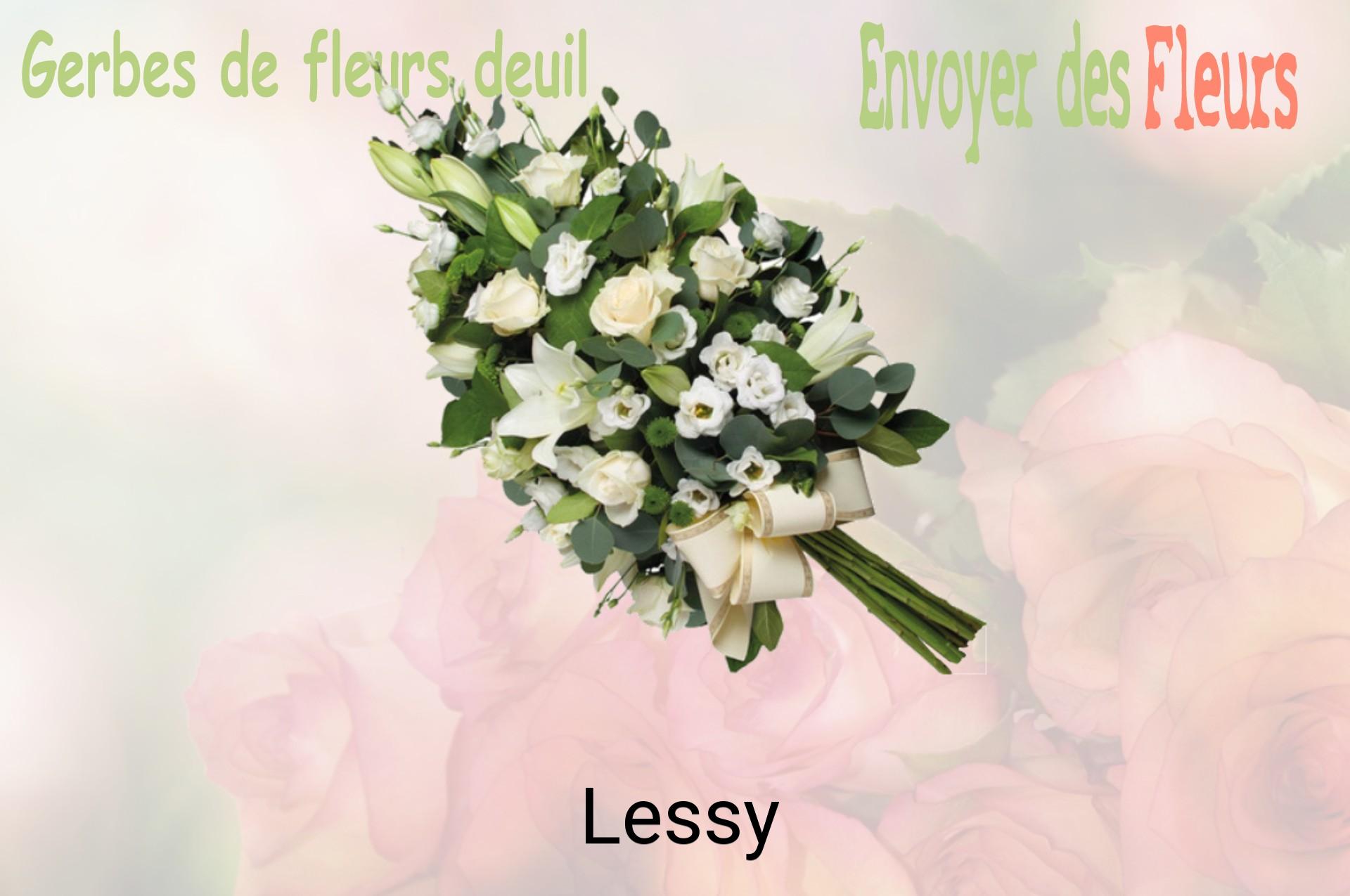 Gerbe de fleurs de deuil livrée à Lessy
